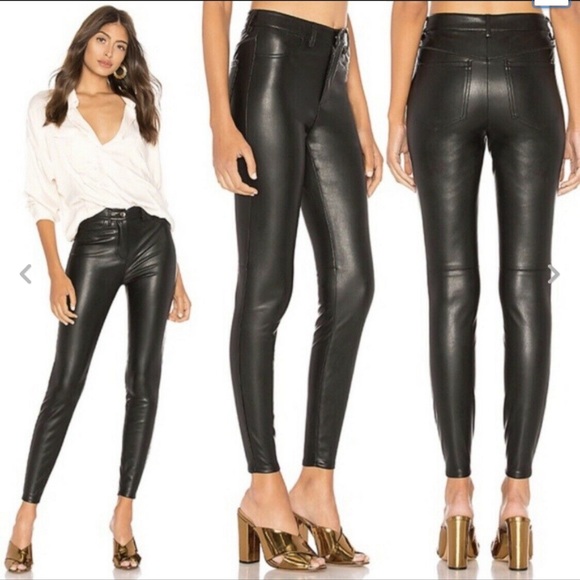 Free People Pants - Free People Vegan Leather Hi-Rise Skinny Black  Pant Size 28